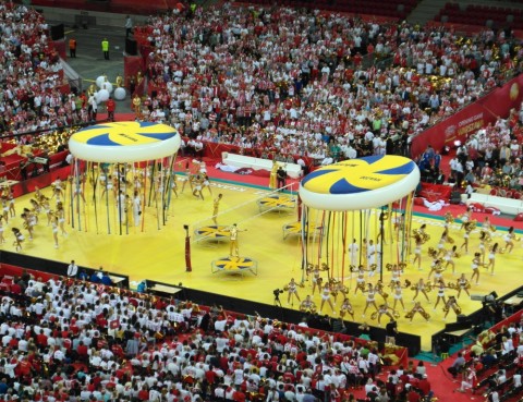 Trybuny Stadionu Narodowego podczas ceremonii otwarcia mistrzostw świata w piłce siatkowej 2014