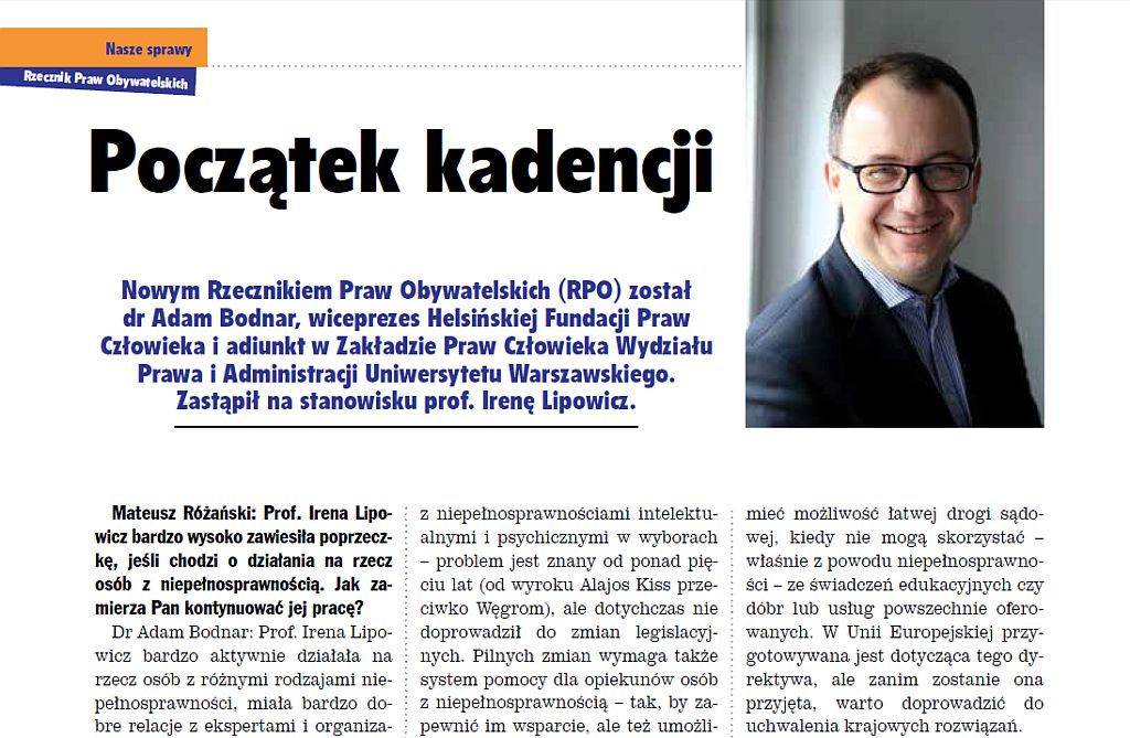 fragment wywiady z drem Bodnarem w magazynie Integracja