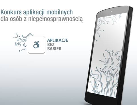 Napis Konkurs aplikacji mobilnych dla osób z niepełnosprawnością