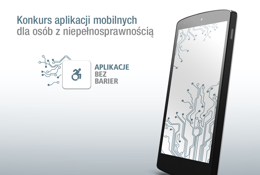 Napis Konkurs aplikacji mobilnych dla osób z niepełnosprawnością