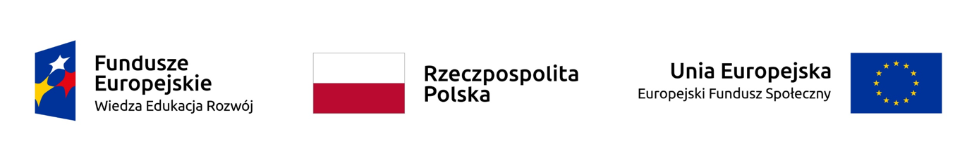 Trzy logotypy: Fundusze Europejskie, flaga Rzeczypospolitej Polskiej oraz flaga Unii Europejskiej